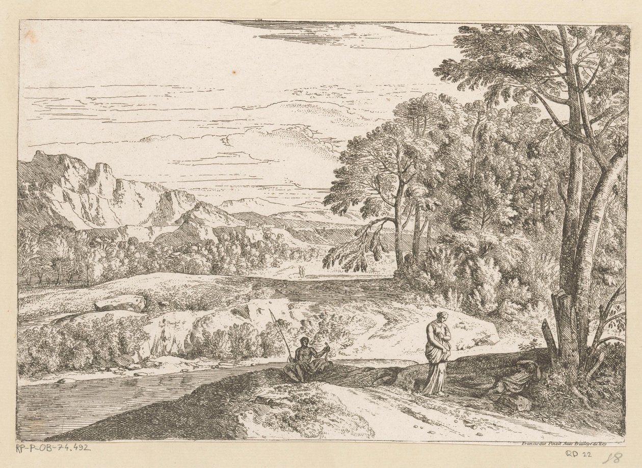 منظر طبيعي أركادي مع صياد مجرى مائي Suite de Paysages (عنوان السلسلة) بواسطة ثيودور