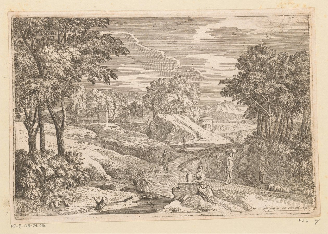 منظر أركادي مع امرأة جالسة بجانب إناء وشخصيات أخرى Suite de Paysages (عنوان السلسلة) بواسطة ثيودور