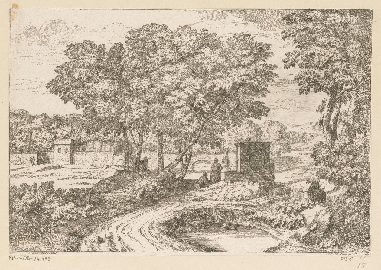 منظر أركادي مع امرأتين بجانب النافورة Suite de Paysages (عنوان السلسلة) بواسطة ثيودور