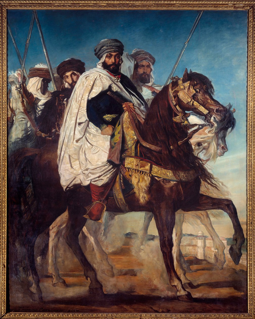 Ali Ben Ahmed, last khalife of Constantine and head of the Harakta tribe followed by his escort before Constantine Painting by Theodore Chasseriau (1819-1856) 1845 Sun. 3,25x2,6 m بواسطة تيودور شاسريو