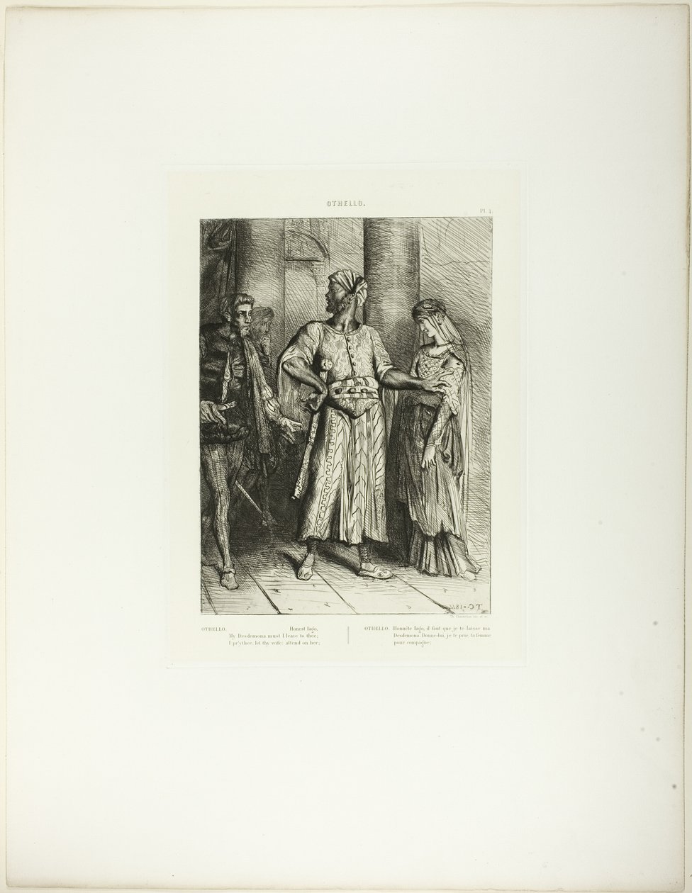 صادقة Iago ، Desdemona يجب أن أترك لك ، اللوحة 4 (الفصل 1 ، المشهد 3) ، من عطيل بواسطة تيودور شاسريو