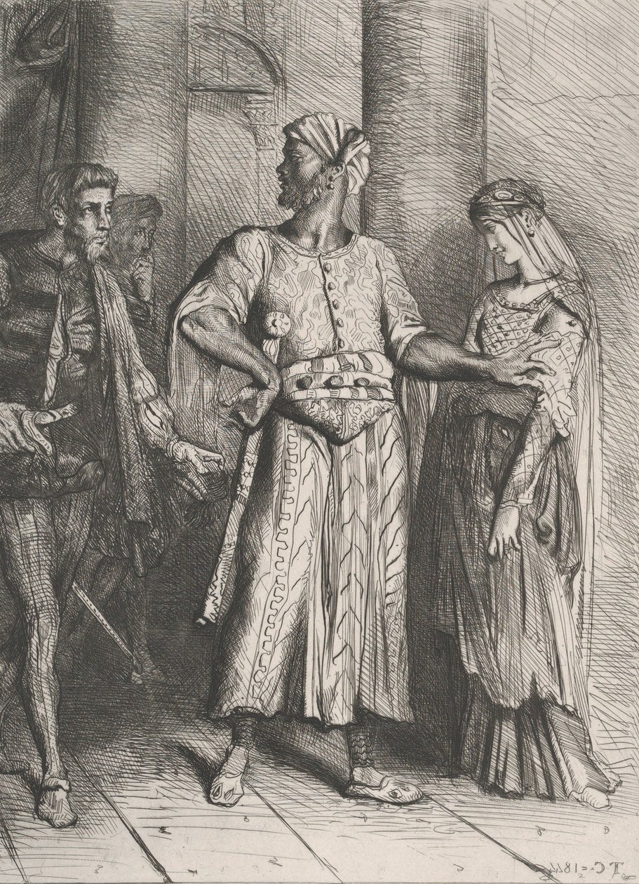 صادق Iago ، يجب أن أترك ديسديمونا لك: اللوحة 4 من أوثيل ... ، محفورة عام 1844 ، أعيد طبعها عام 1900. بواسطة تيودور شاسريو