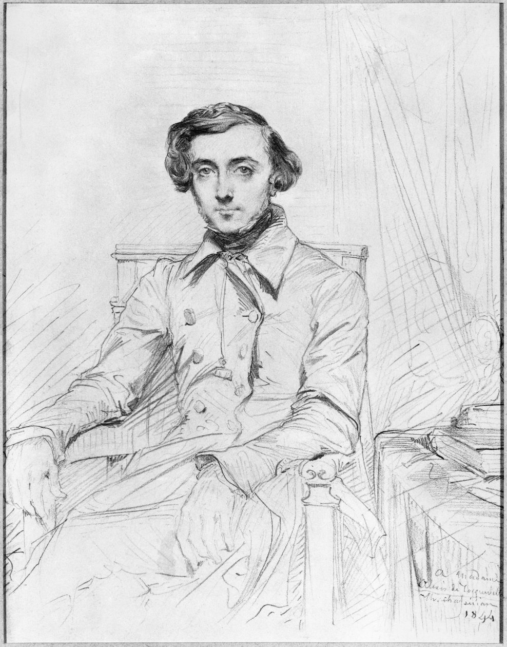 صورة لتشارلز الكسيس هنري كليريل دي توكفيل ، 1844 (رصاص أسود على ورق) بواسطة تيودور شاسريو
