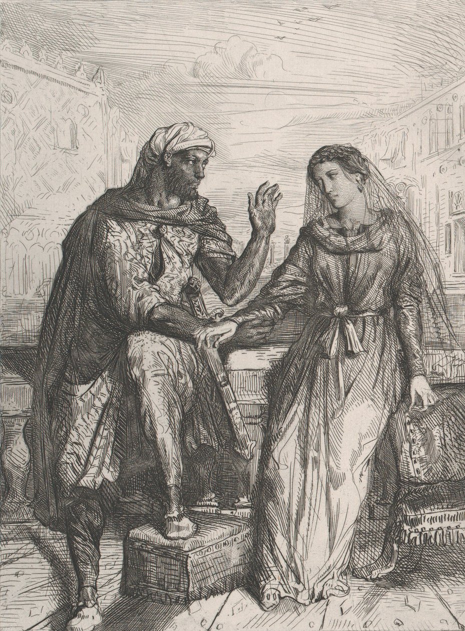 كانت تشكرني: اللوحة 2 من قانون عطيل 1 ، المشهد 3 ، 1844. بواسطة تيودور شاسريو