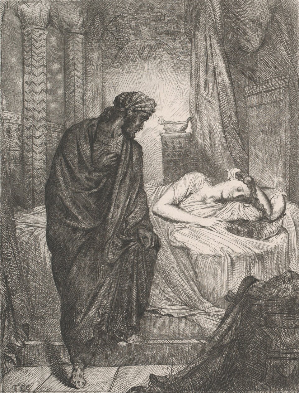 ومع ذلك يجب أن تموت: اللوحة 11 من قانون عطيل 5 ، المشهد 2 ، محفور عام 1844 ، أعيد طبعه عام 1900. بواسطة تيودور شاسريو
