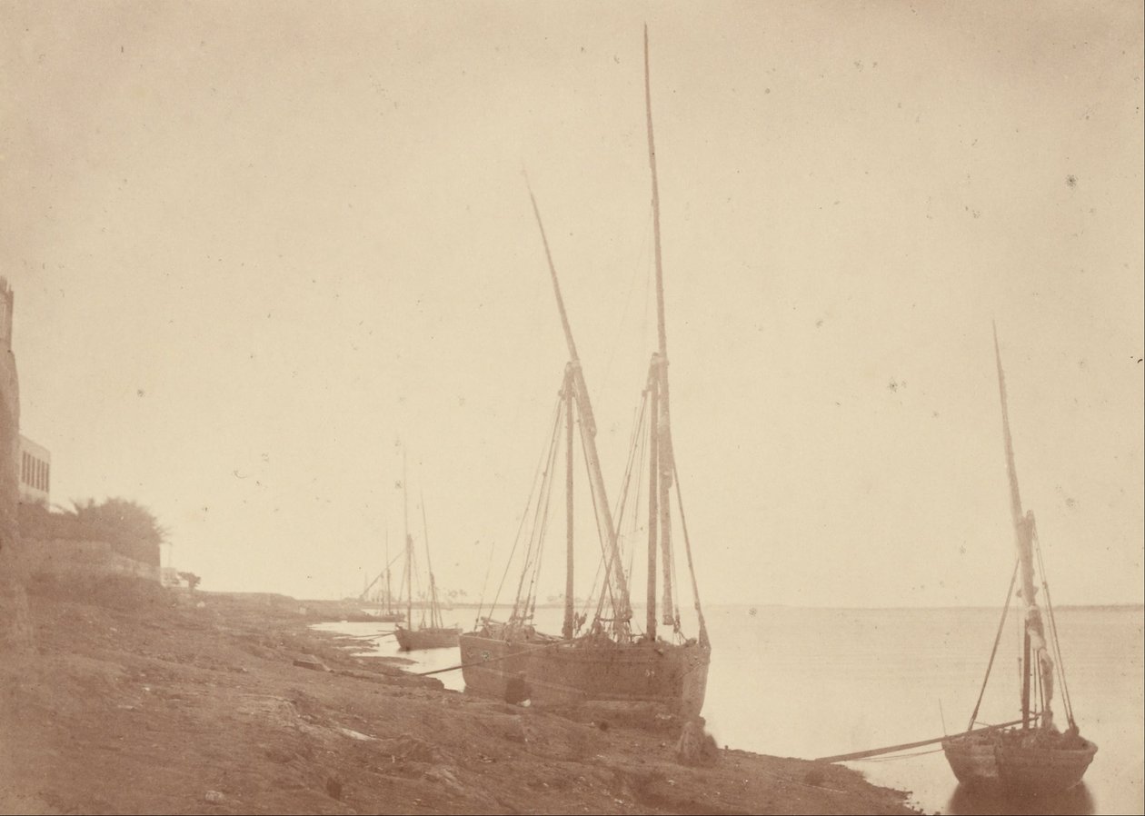 القوارب الشراعية على ضفة النيل بواسطة Théodule Devéria