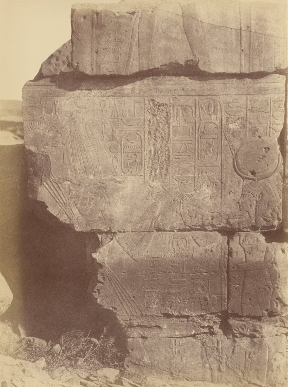 منظر عن قرب للنقوش والمنحوتات الهيروغليفية ، الكرنك بواسطة Théodule Devéria