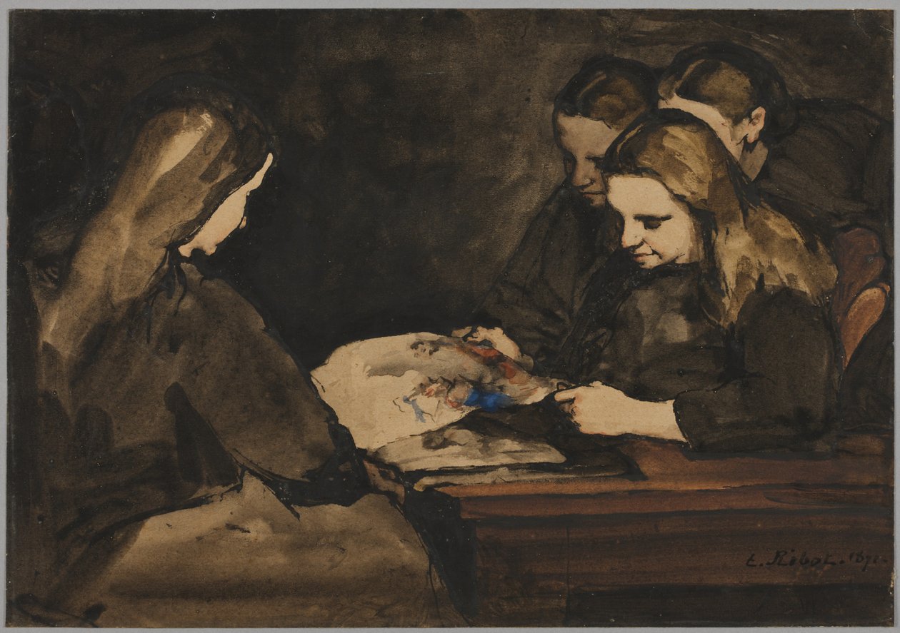 أربع فتيات يدرسن رسمًا ، 1876. بواسطة أوغست تيودول ريبوت