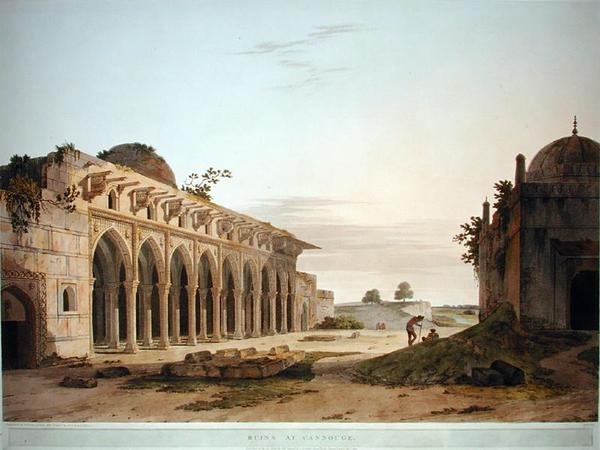 أطلال كانوج ، نشرت عام 1802 بواسطة توماس وويليام دانييل