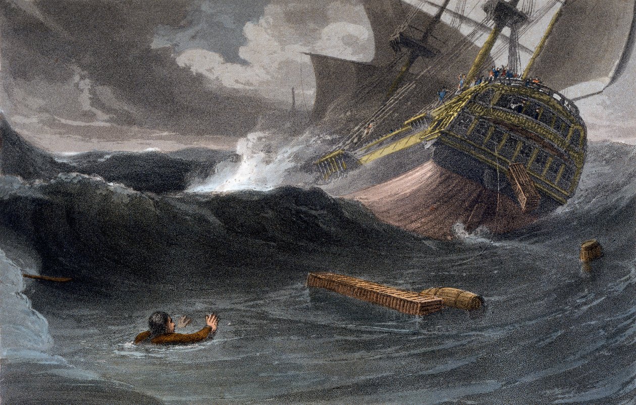 حادث في الرحلة من الصين إلى الهند ، من "رحلة خلابة إلى الهند على طريق الصين" ، 1810 بواسطة توماس وويليام دانييل
