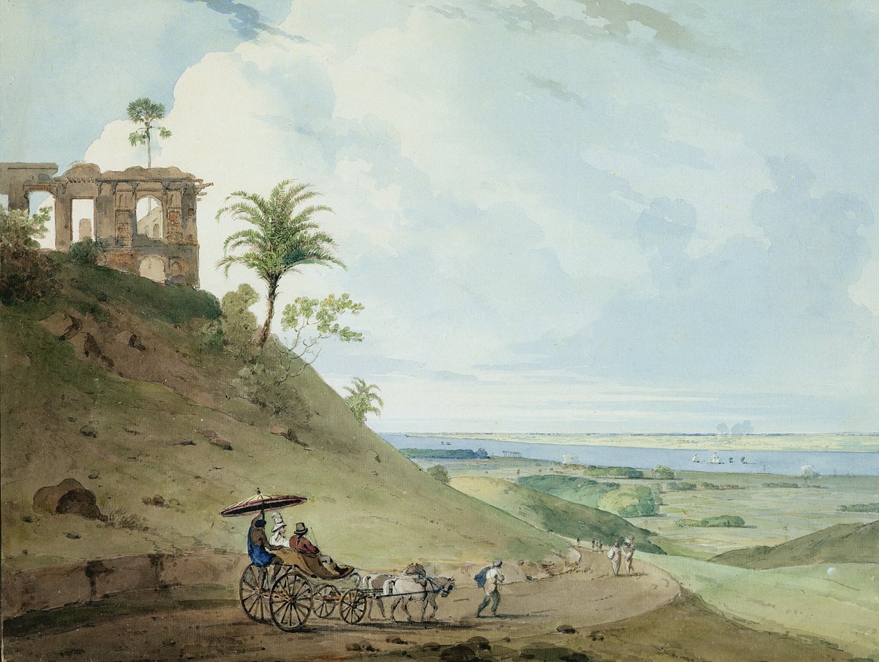أطلال على بير بيهار ، بالقرب من مونغهي ، بيهار ، 1790 (مرحاض فوق الجرافيت على ورق) بواسطة توماس وويليام دانييل