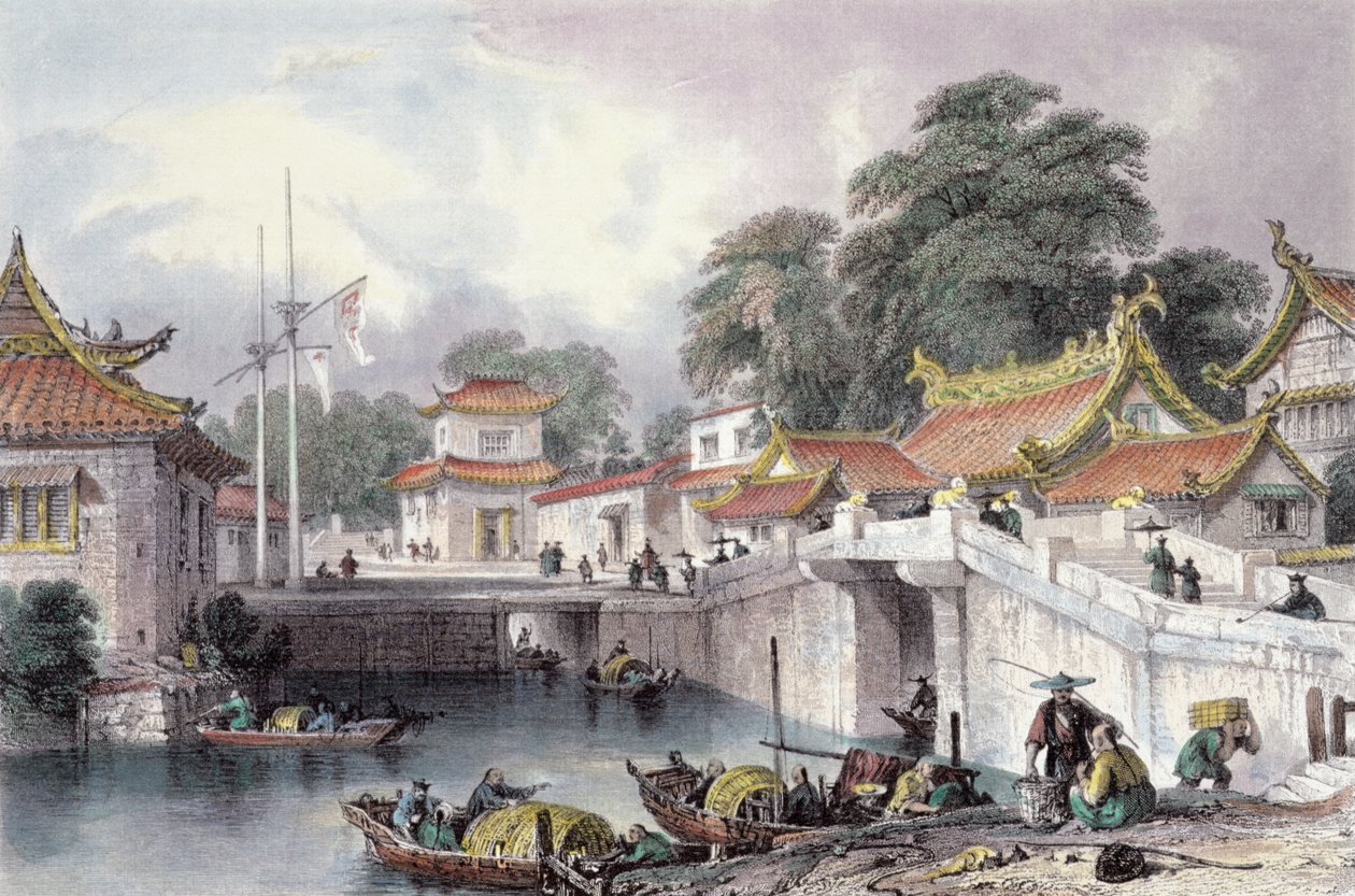 الجسر القديم فوق النهر في Chapro ، c.1850 بواسطة توماس ألوم