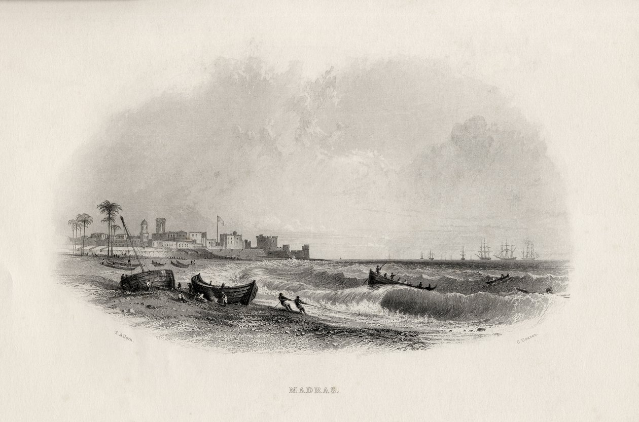 مدراس ، الهند ، نقشها تشارلز كوزن (1815-1889) بواسطة توماس ألوم