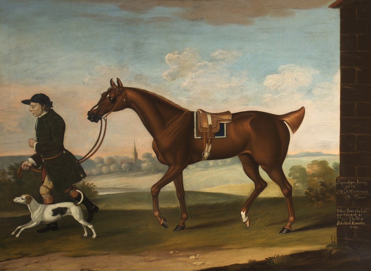 صرير جيني حصلت على السير ريتشارد جروسفينورز الإرهاب القديم مع السير PB Leicesters Groom and Hound ، 1755 بواسطة توماس ، من Pall Mall Butler