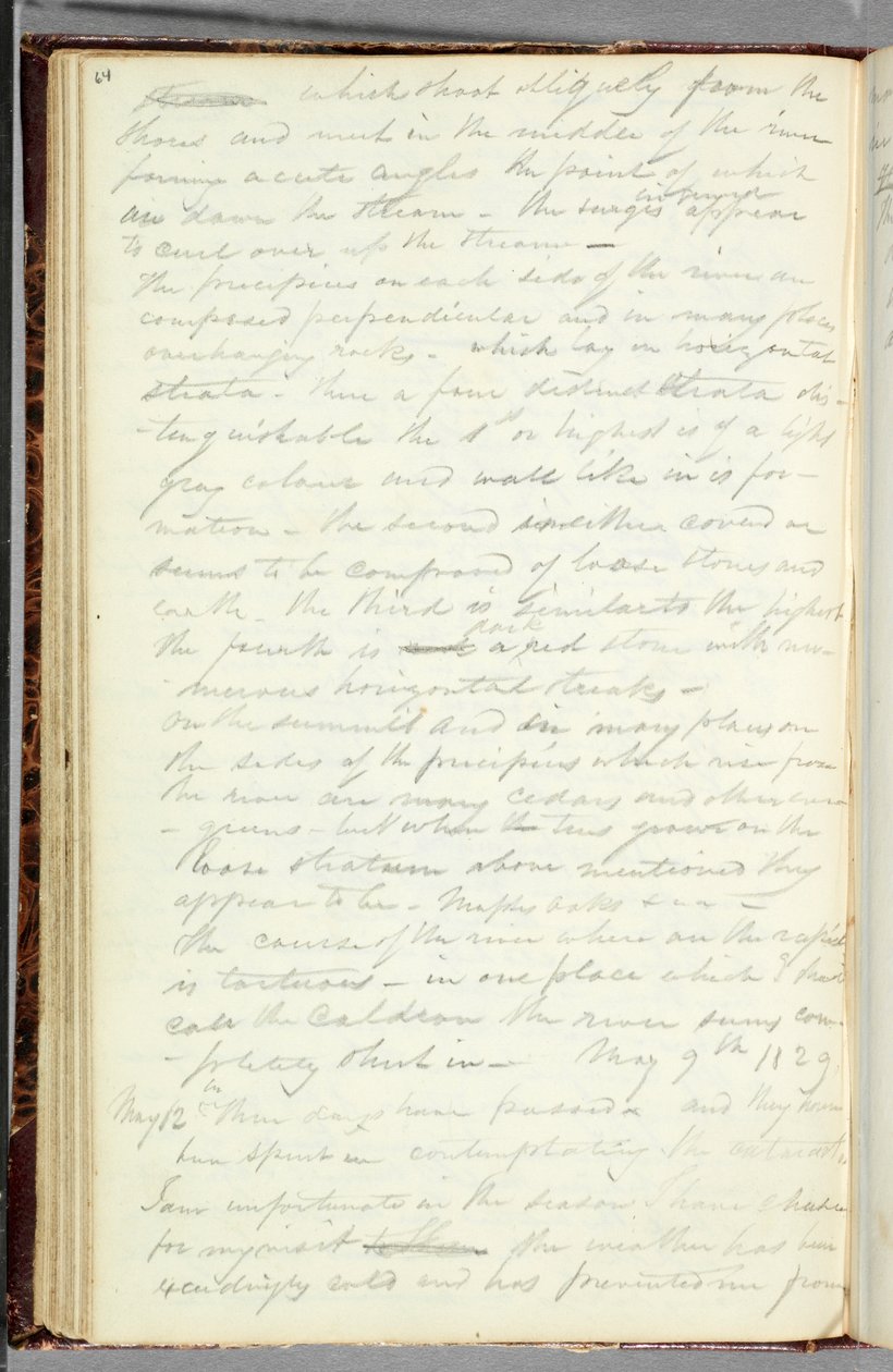 تدوينات الفنانين على منحدرات أسفل شلالات نياجرا ، 1829 (قلم رصاص على الجرافيت) بواسطة توماس كول