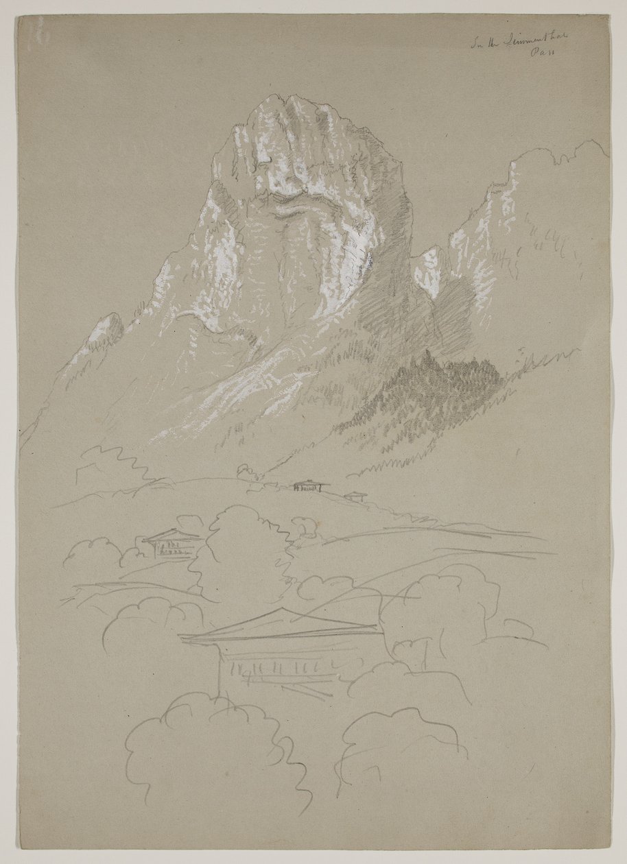 في Simmental ، سويسرا ، 1841 (قلم رصاص مرتفع مع الغواش على الورق) بواسطة توماس كول