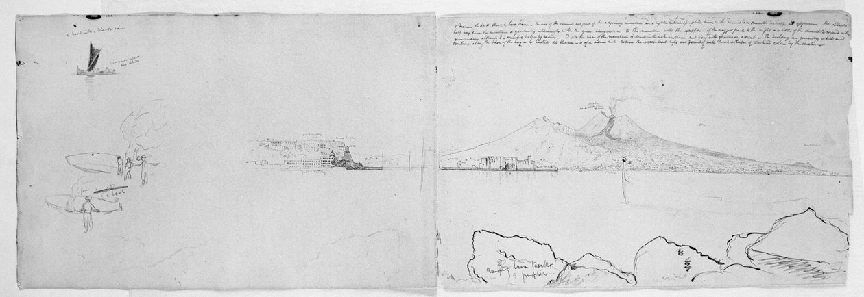 بانوراما خليج نابولي ، c.1832 (قلم وحبر فوق قلم رصاص على ورق) بواسطة توماس كول