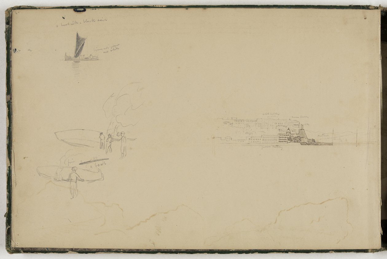 بانوراما لخليج نابولي ، c.1832 (قلم وحبر بني فوق قلم رصاص من الجرافيت على ورق منسوج من البيض) بواسطة توماس كول