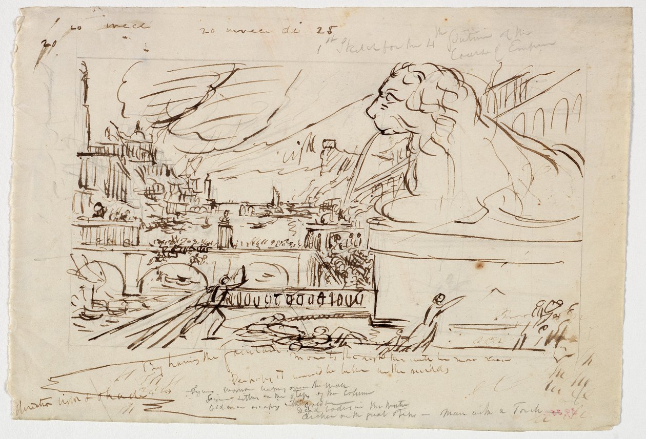 رسم تخطيطي للتدمير ، من سلسلة مسار الإمبراطورية ، c.1836 بواسطة توماس كول