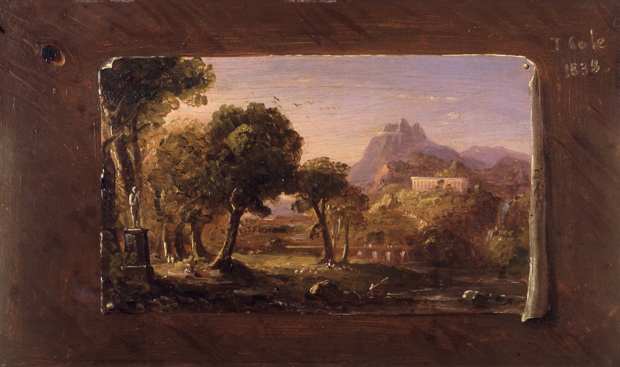 دراسة لحلم أركاديا ، 1838 (زيت على لوح خشبي) بواسطة توماس كول