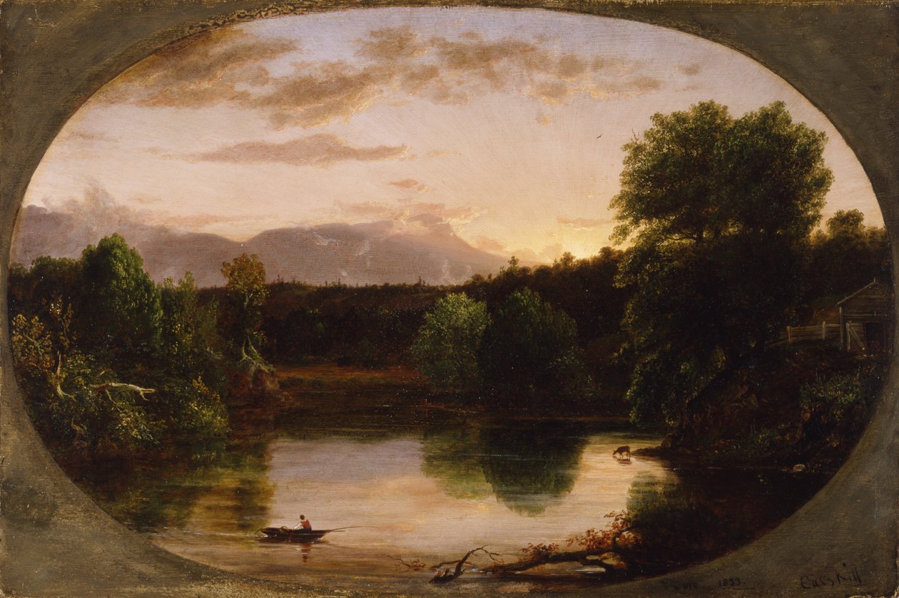 غروب الشمس ، منظر على Catskill Creek ، 1833 بواسطة توماس كول