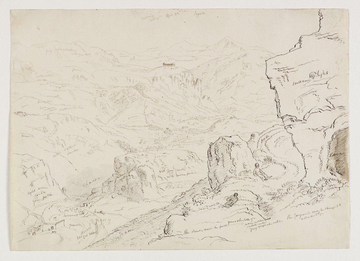 The Vale and Temple of Segesta، Sicily، 1842 (قلم وحبر مع قلم رصاص فوق ورق) بواسطة توماس كول