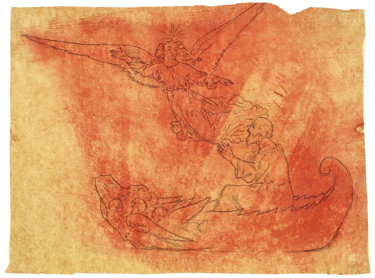 تتبع الأشكال في رحلة الحياة: الشيخوخة ، c.1840 (قلم رصاص على ورق تتبع) بواسطة توماس كول
