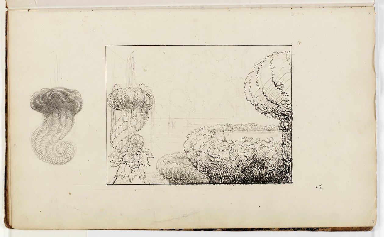 بدون عنوان ، دراسة لـ Titans Goblet ، 1837 (قلم وحبر فوق قلم رصاص على ورق) بواسطة توماس كول