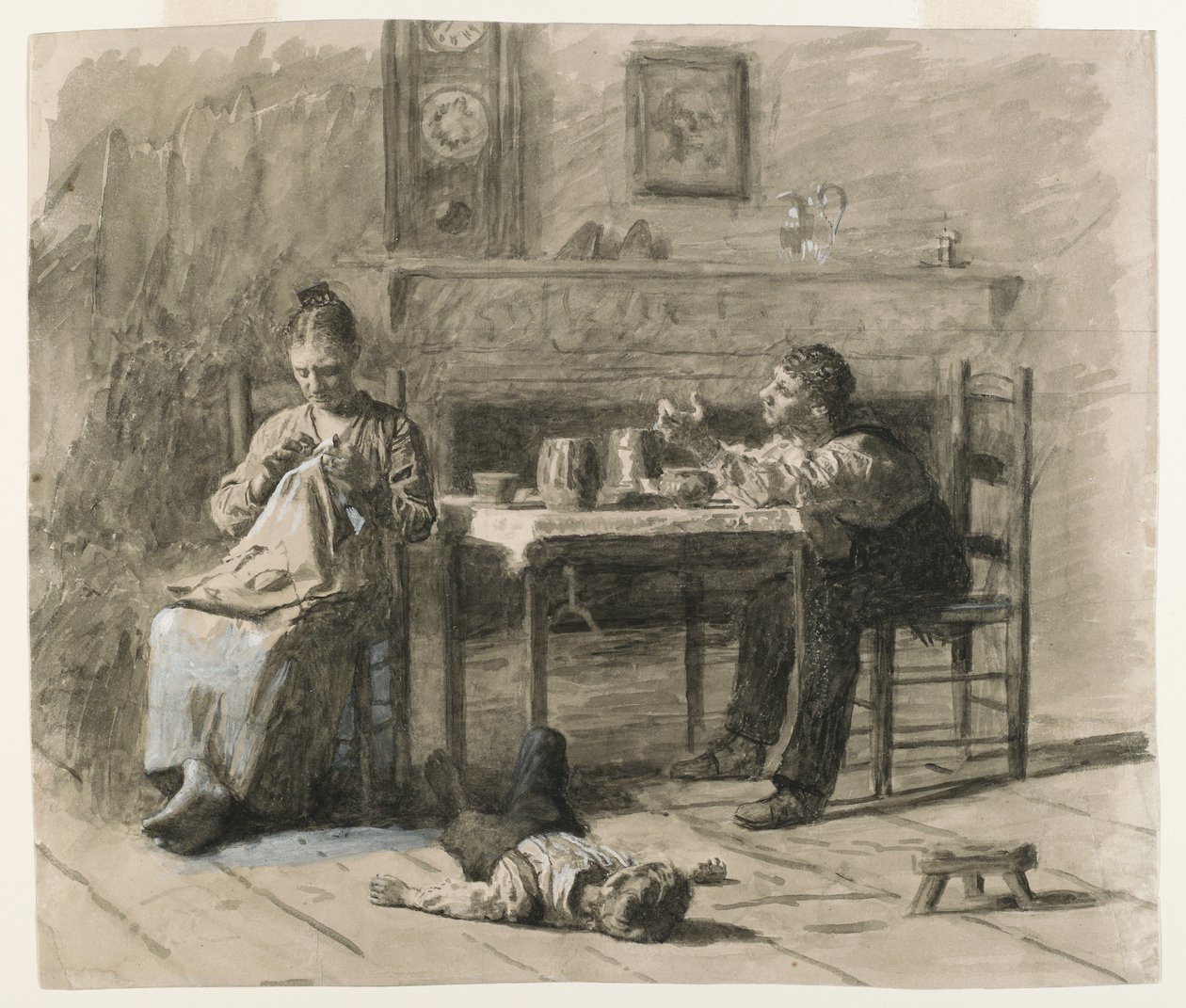 Thars مثل هذا الشيء كما يدعو في هذا العالم ، رسم توضيحي لظروف السيد Neelus Peelers ، 1879 (حبر أسود مع تمييز أبيض معتم على ورق كريمي ، متوسط الوزن ، ورق منسوج ناعم) بواسطة توماس إيكنز