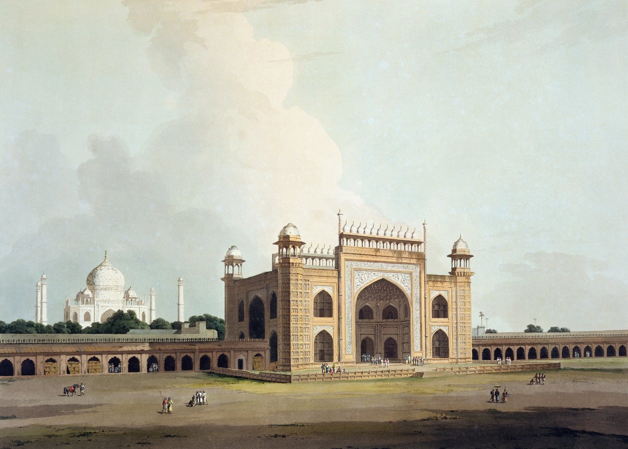 تاج محل في أغرا ، من "المشهد الشرقي: أربعة وعشرون مشاهدة في هندوكستان" ، 1796 بواسطة توماس دانييل