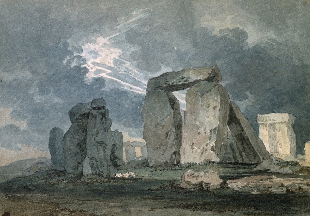 ستونهنج خلال عاصفة رعدية ، c.1794 (ألوان مائية فوق المؤشرات في الجرافيت ، ولمس بقلم القصب) بواسطة توماس غيرتين