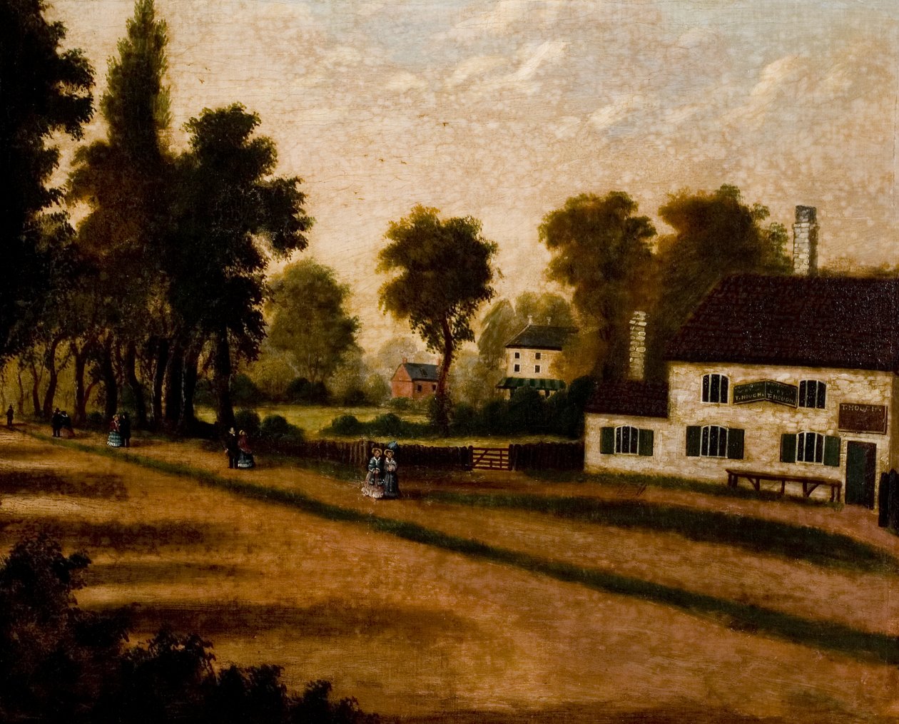 White House Inn ، بين طريق دافنبورت والمدرسة الإعدادية للبنين ، كوفنتري ، c.1855 بواسطة توماس هوغ