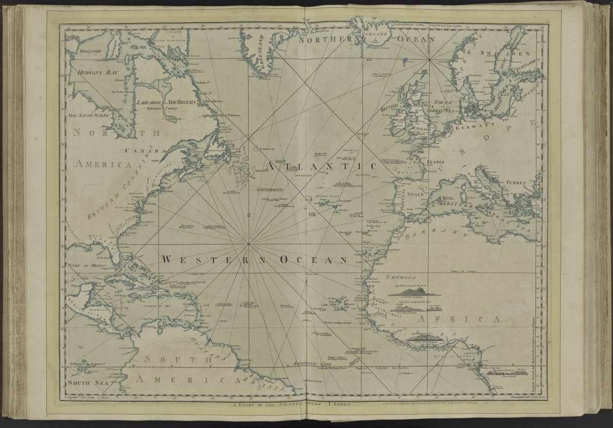 المحيط الأطلسي أو المحيط الغربي من أطلس غرب الهند ، 1775 بواسطة توماس جيفريز
