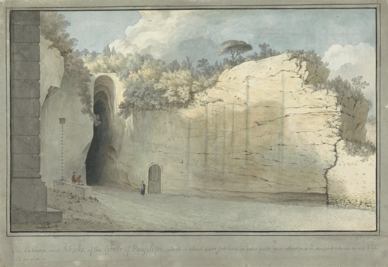 الكهف في Posillipo ، c.1782 (مرحاض على ورق مسدود) بواسطة توماس جونز