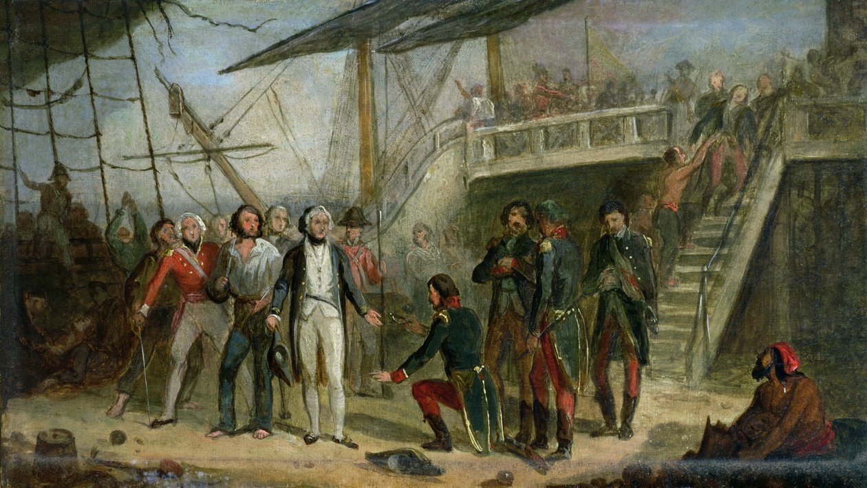 نيلسون الصعود على متن "سان جوزيف" في 14 فبراير 1797 بعد فوز السير جون جيرفيس على كيب سانت فنسنت بواسطة توماس جونز