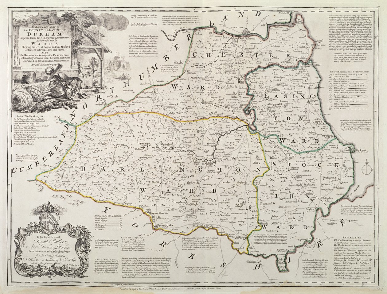 خريطة دورهام ، 1777 (نقش يدوي) بواسطة توماس كيتشين
