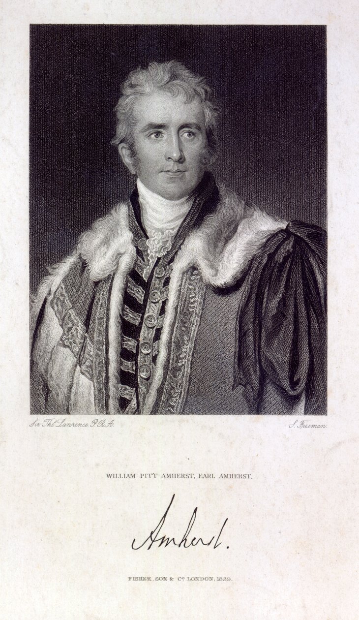 وليام بيت أمهيرست ، إيرل أمهرست من أراكان (1773-1857) ، منقوش بواسطة صموئيل فريمان (1773-1857) ، 1829 بواسطة توماس لورانس