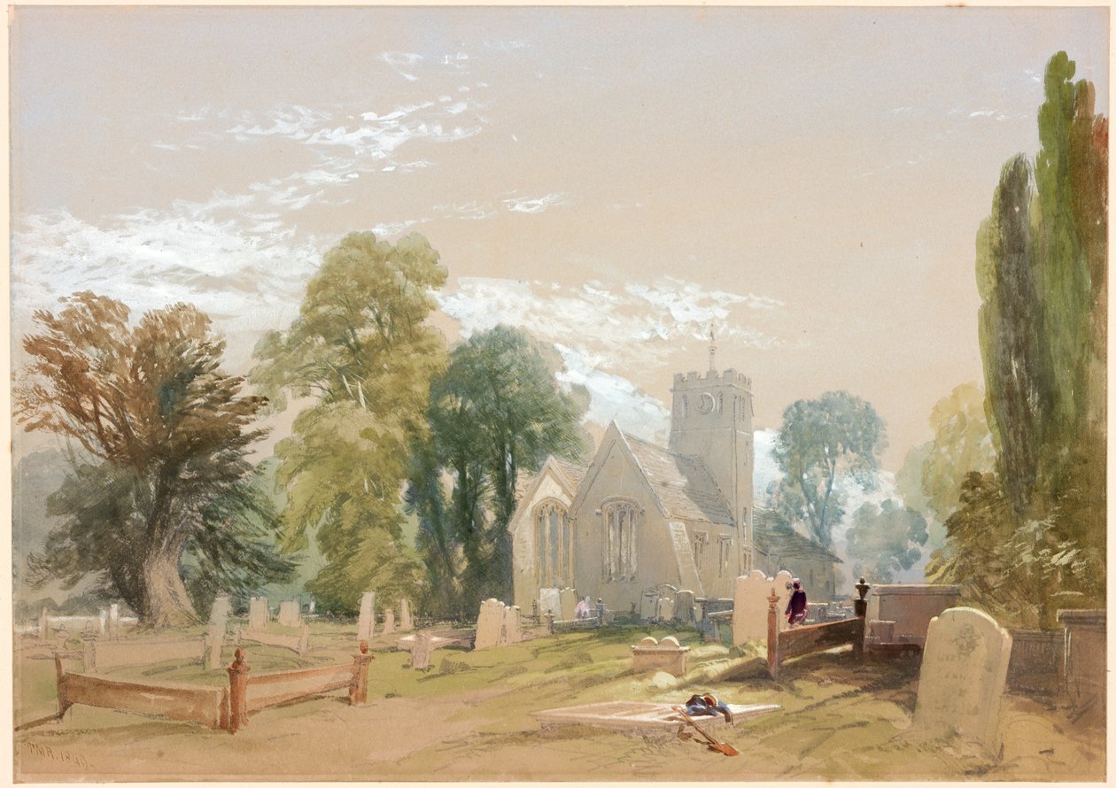 الكنيسة و Churchyard ، Chesters (قبل الميلاد ، قلم رصاص مع مرحاض على ورق) بواسطة توماس مايلز الثاني ريتشاردسون