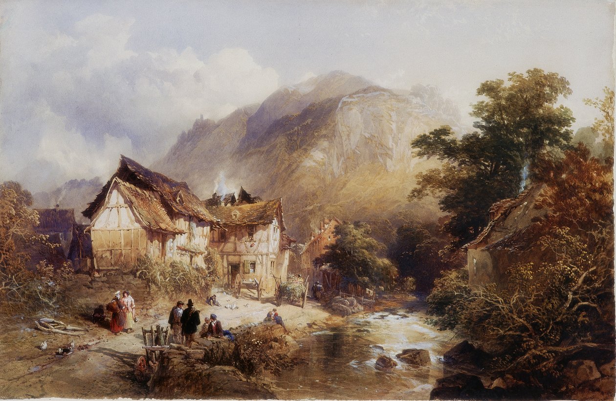 قرية ساين ، على نهر Bertich Bach ، بروسيا (لون الجسم والألوان المائية على الورق) بواسطة توماس مايلز الثاني ريتشاردسون