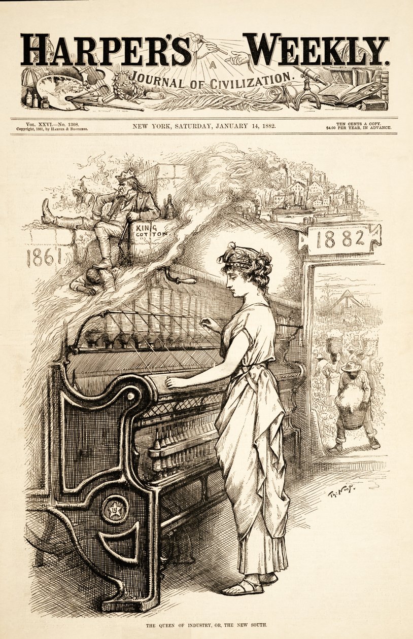 ملكة الصناعة ، أو الجنوب الجديد ، الحانة. 1882 بواسطة توماس ناست