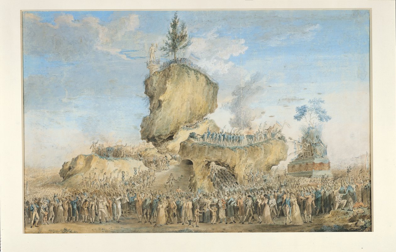 مهرجان الكينونة العليا في الشان دو مارس ، 20 Priarial An II (8 يونيو 1794) (باستيل ، غواش و wc على ورق) بواسطة توماس نوديت