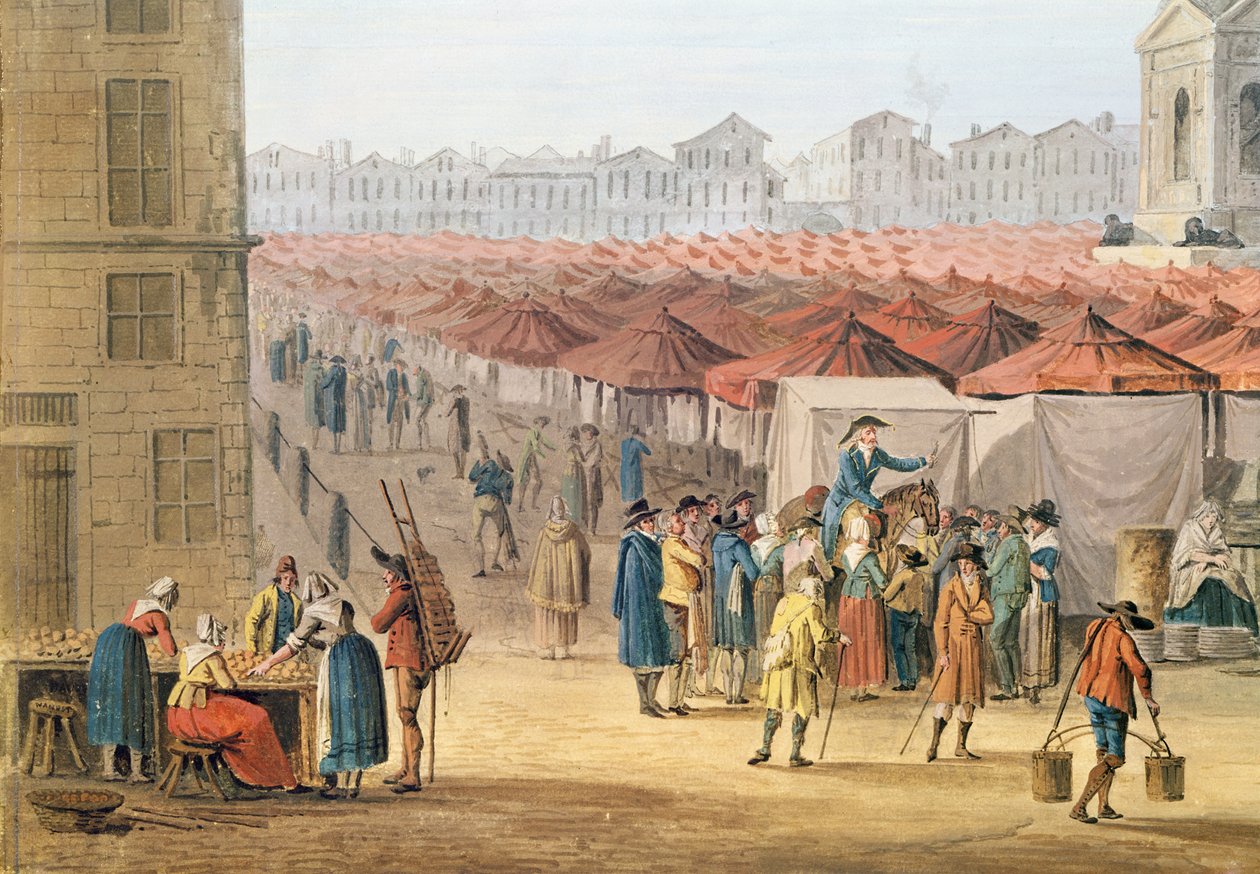 The Marche des Innocents ، تفاصيل الجانب الأيسر ، c.1794-1810 (مرحاض وجواش على الورق) بواسطة توماس نوديت