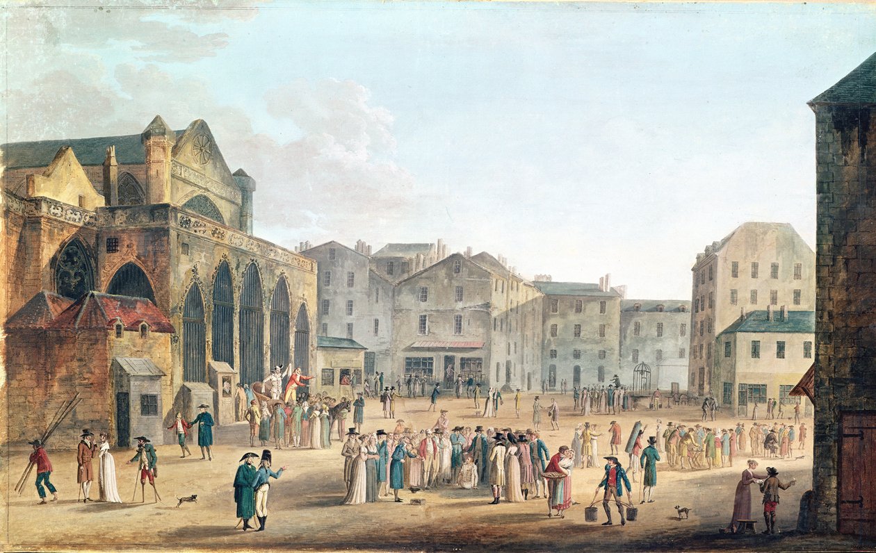 منظر ل Saint-Germain-l&39;Auxerrois ، c.1802 (المرحاض والغواش على الورق) بواسطة توماس نوديت