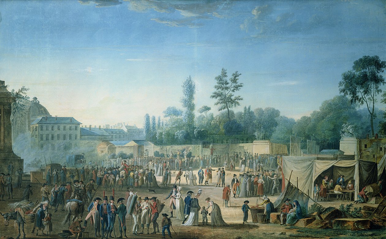 منظر لل Tuileries من Place de la Revolution ، 1799 (مرحاض وجواش على ورق) بواسطة توماس نوديت