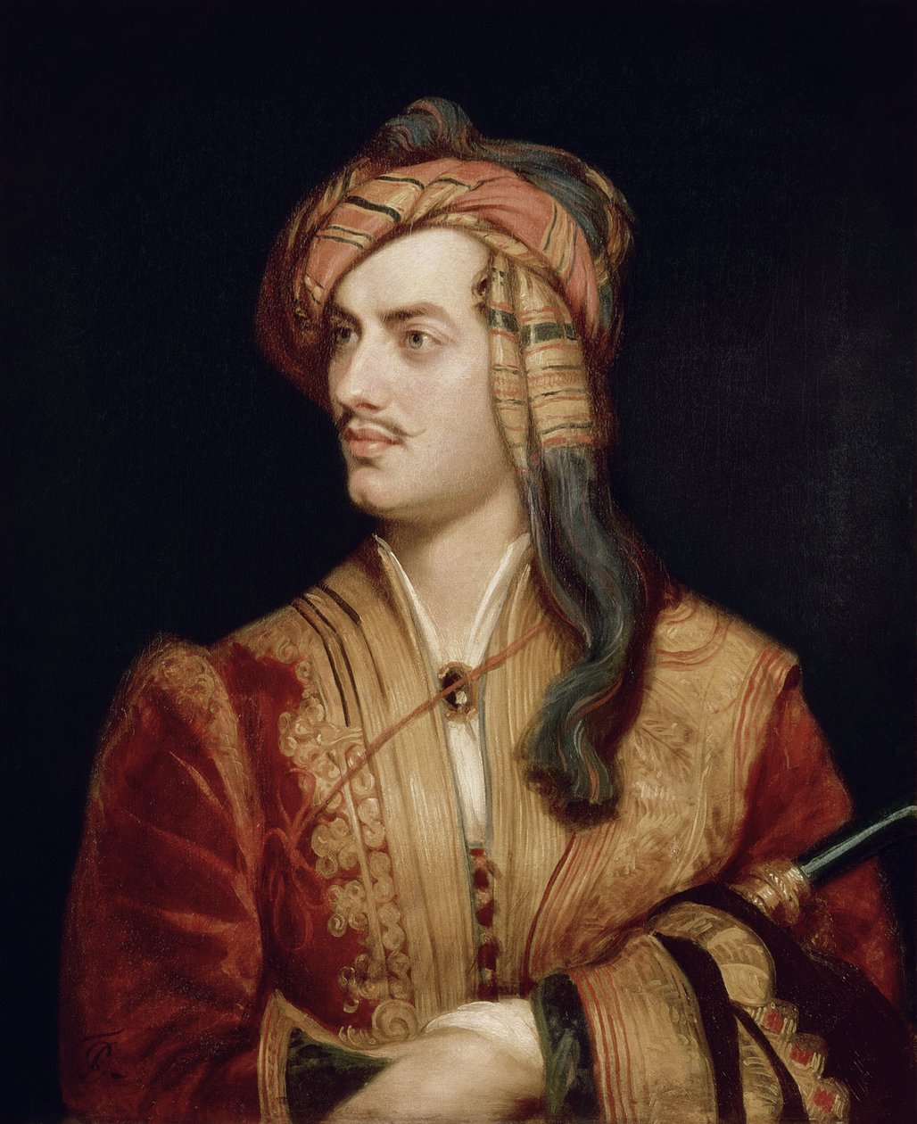 صورة لجورج جوردون (1788-1824) البارون السادس بايرون من روتشديل في اللباس الألباني ، 1813 بواسطة توماس فيليبس