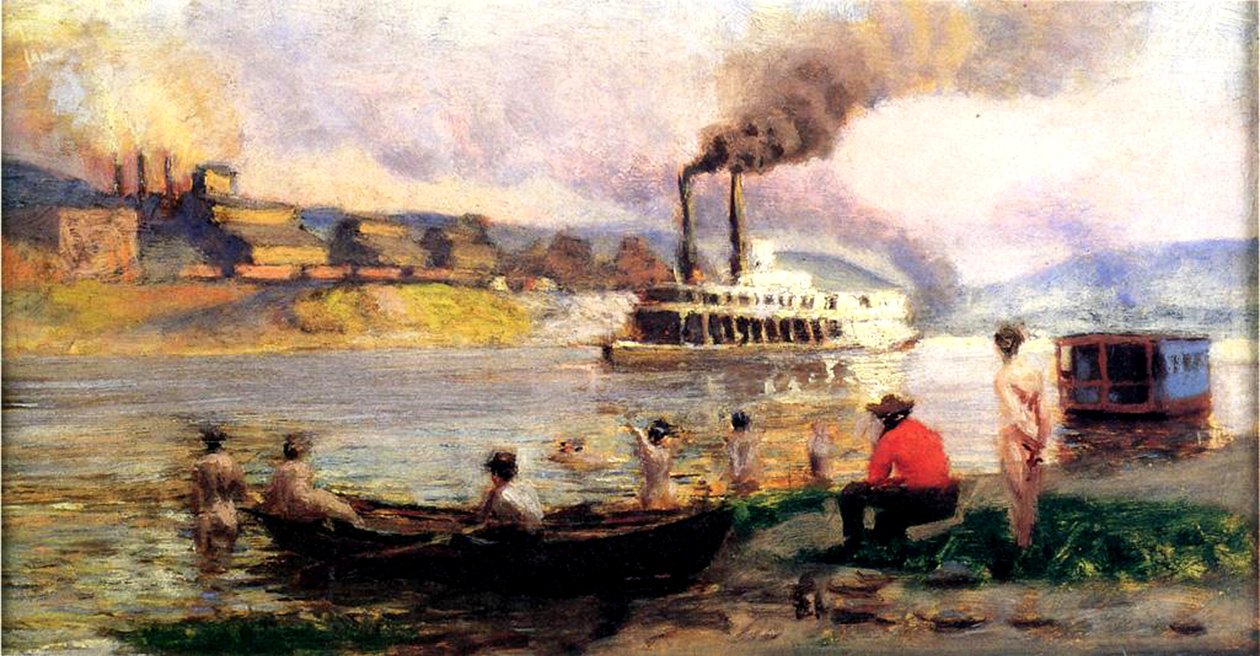باخرة على أوهايو ، c.1900 بواسطة توماس بولوك أنشوتز