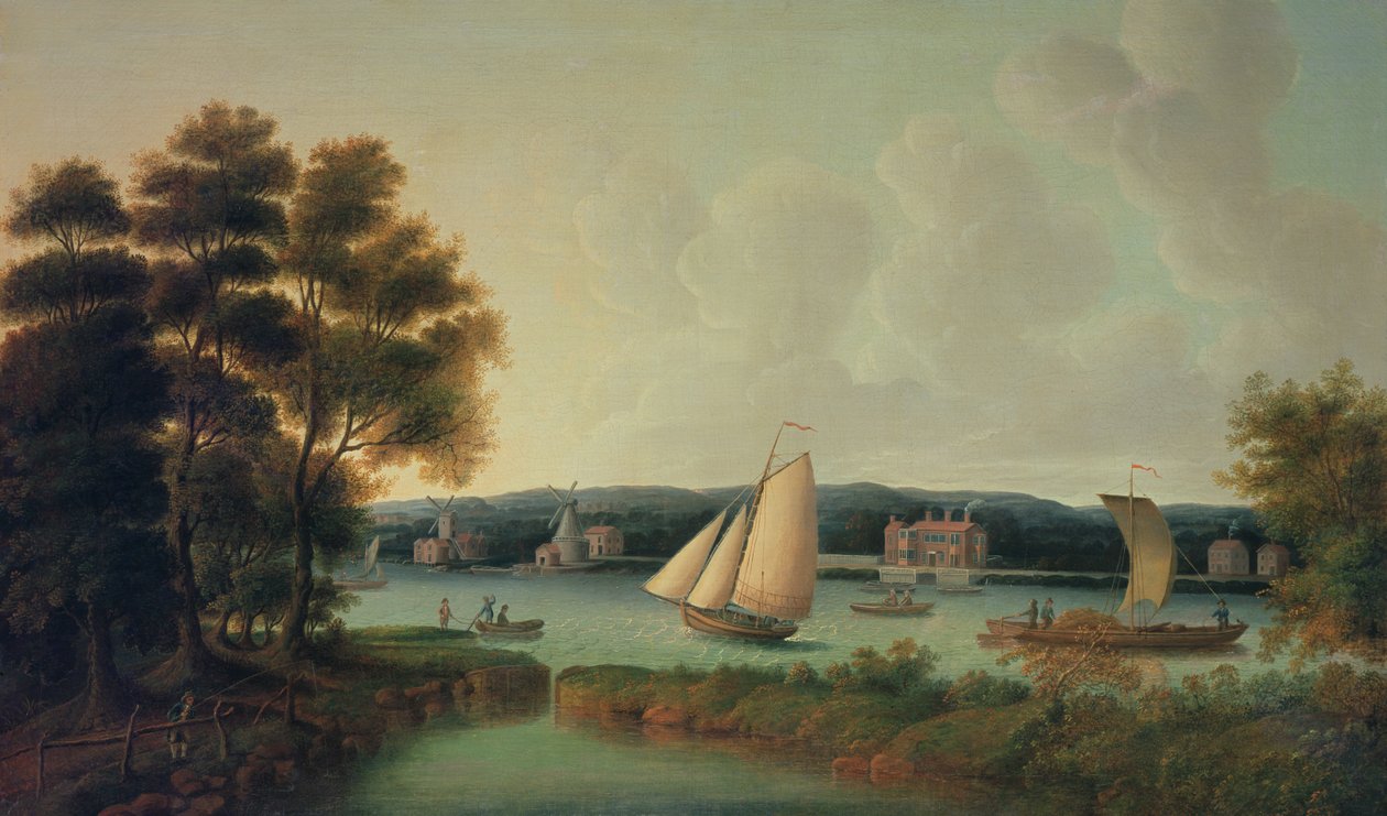 يخت الاتحاد قبالة باترسي ، c.1750 بواسطة توماس كاهن