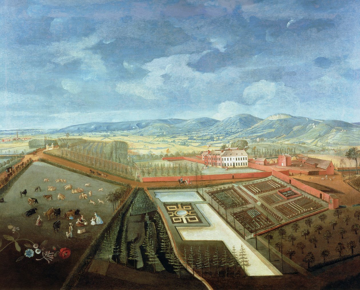 منظر بانورامي لحديقة تشارلتون ، ج .1745 (انظر 18173 لمزيد من التفاصيل) بواسطة توماس روبينز