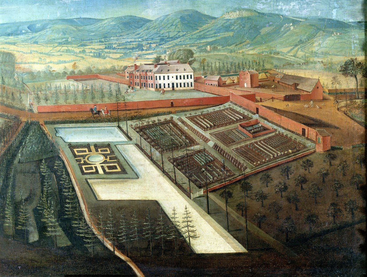 الحديقة النباتية ، تفاصيل المنظر البانورامي لمتنزه تشارلتون ، ج .1745 (تفاصيل 18136) بواسطة توماس روبينز