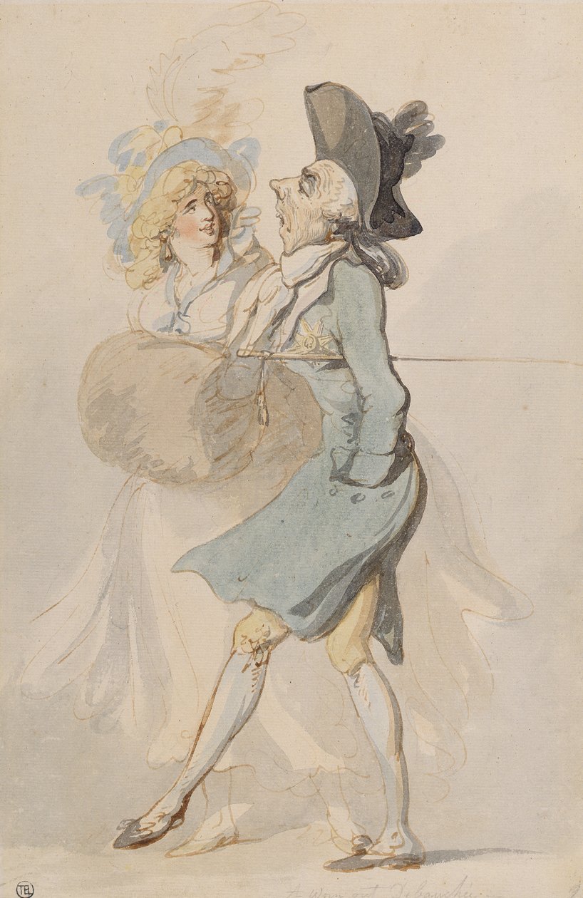 A Worn Out Debaucher ، c.1790-95 (قلم وحبر ومرحاض على ورق مسدود) بواسطة توماس رولاندسون